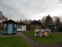 An exhibition of old garden sheds in the garden colony Dr Schreber, Leipzig, Germany
